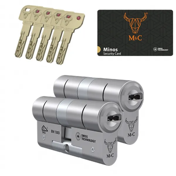 M&C Minos cilinder met kerntrekbeveiliging (2x) SKG*** M&C Minos cilinder met kerntrekbeveiliging (2x) SKG***