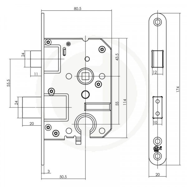 Intersteel veiligheidsinsteekslot PC55 SKG* RVS afgerond