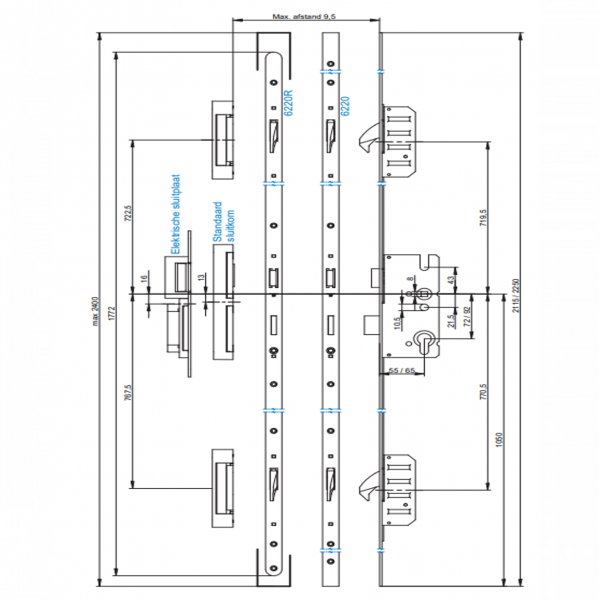 Buva 6220 driepuntssluiting SKG*** 2115 mm PC72 cil. bed. dr1+3