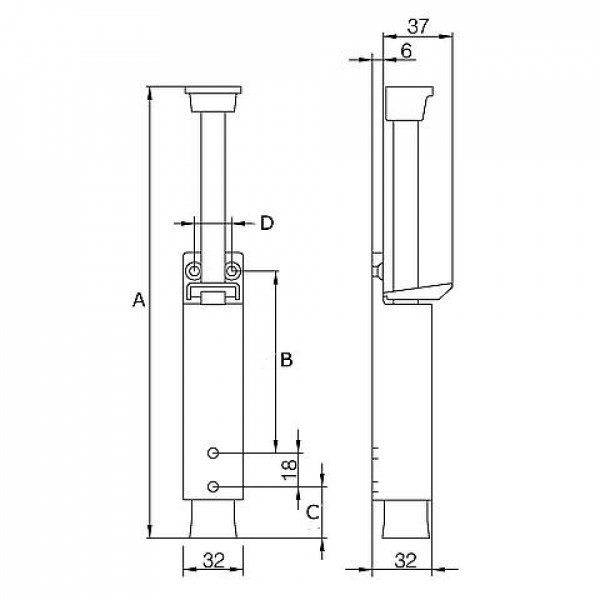 Dx deurvastzetter heavy duty 60 mm uitslag zwart