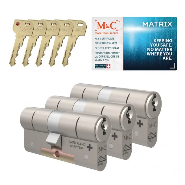 M&C Matrix cilinder met kerntrekbeveiliging (3x) SKG*** M&C Matrix cilinder met kerntrekbeveiliging (3x) SKG***