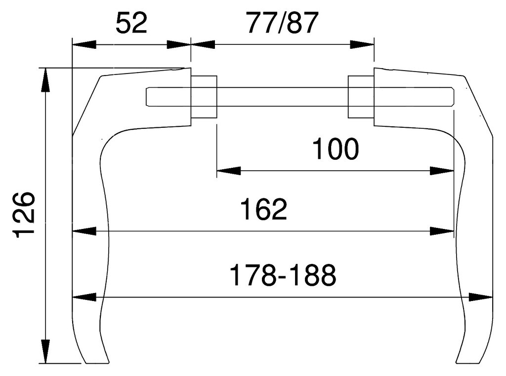 Tekening Buva LF-line deurkruk deurdikte 67 mm