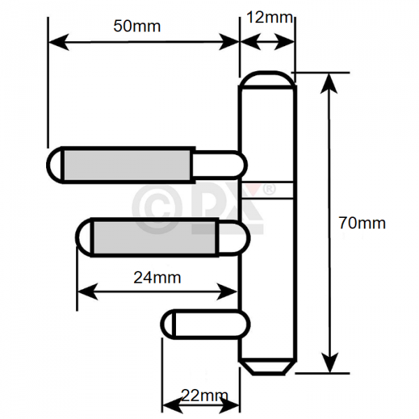 Dx inboorpaumelle 12mm