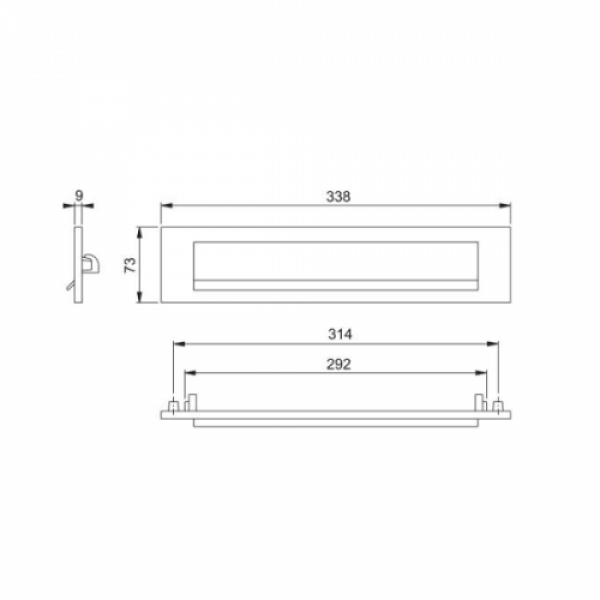 Hoppe briefplaat 338X73 zwart