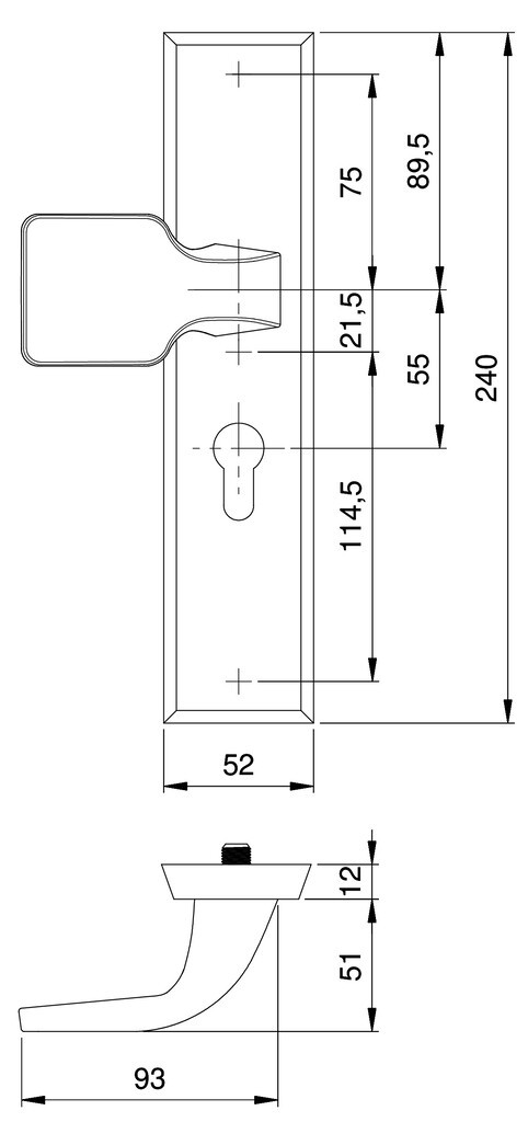 Tekening buitenschild Buva 3400 greep-kruk