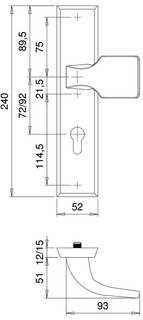 Tekening veiligheidsbeslag Buva 3400 buitenschild greep kruk pc92