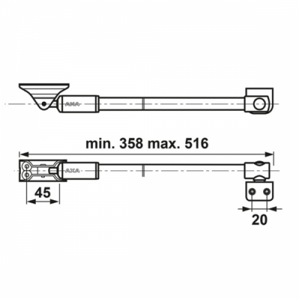 Axa 2836 telescopische raamuitzetter naar binnendraaiend 35 cm